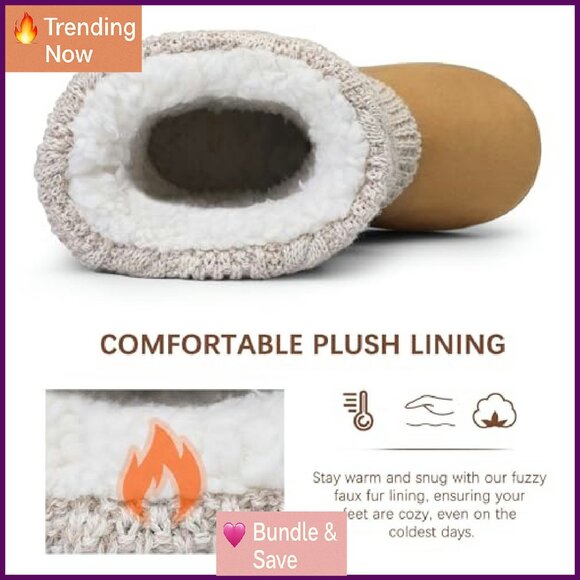 Women's Fuzzy Memory Foam Slipper Boots Ankle House Shoes - Picture 4 of 8